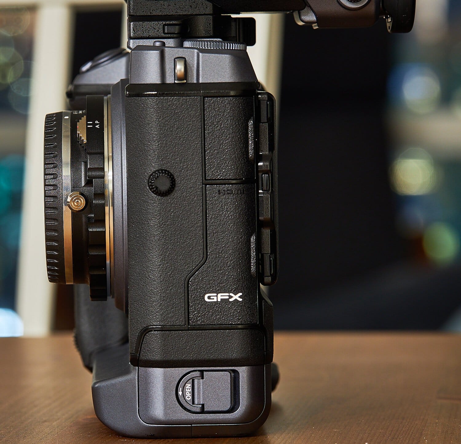 Fotodiox Pro EF to GFX mount adapter on a Fujifilm GFX 100