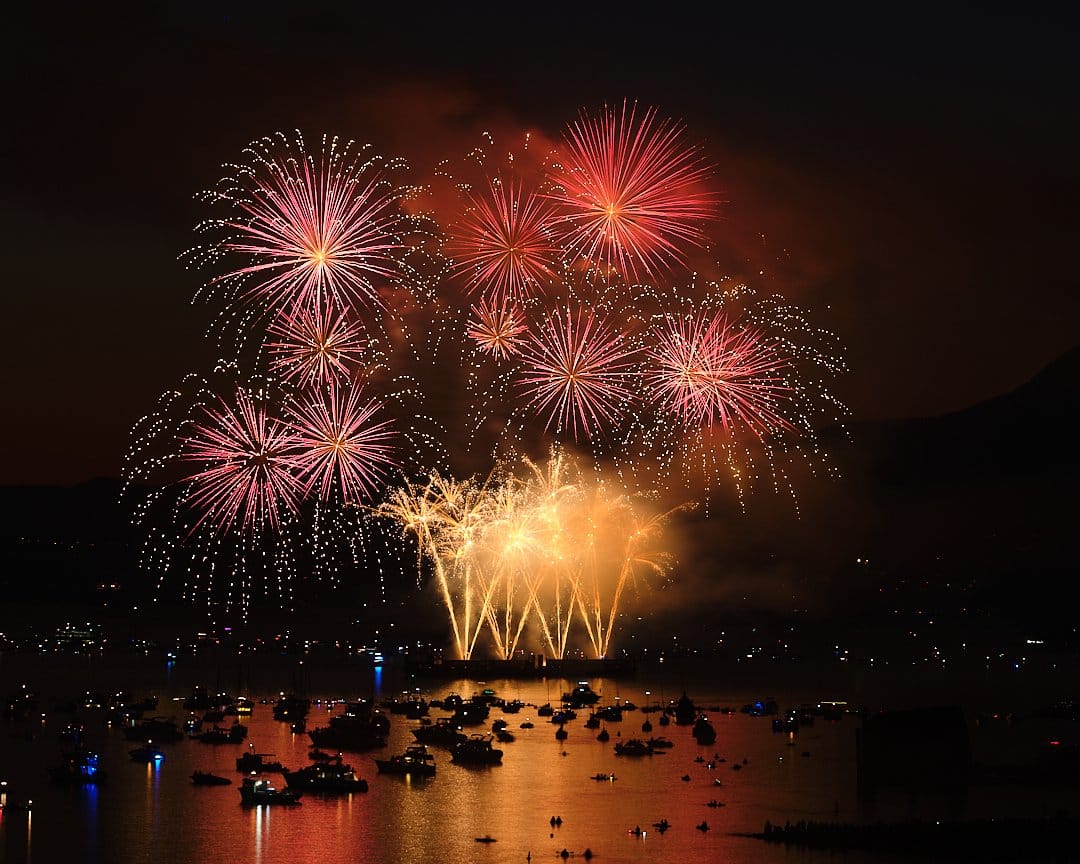 Fireworks captured on a tripod with a slow shutter