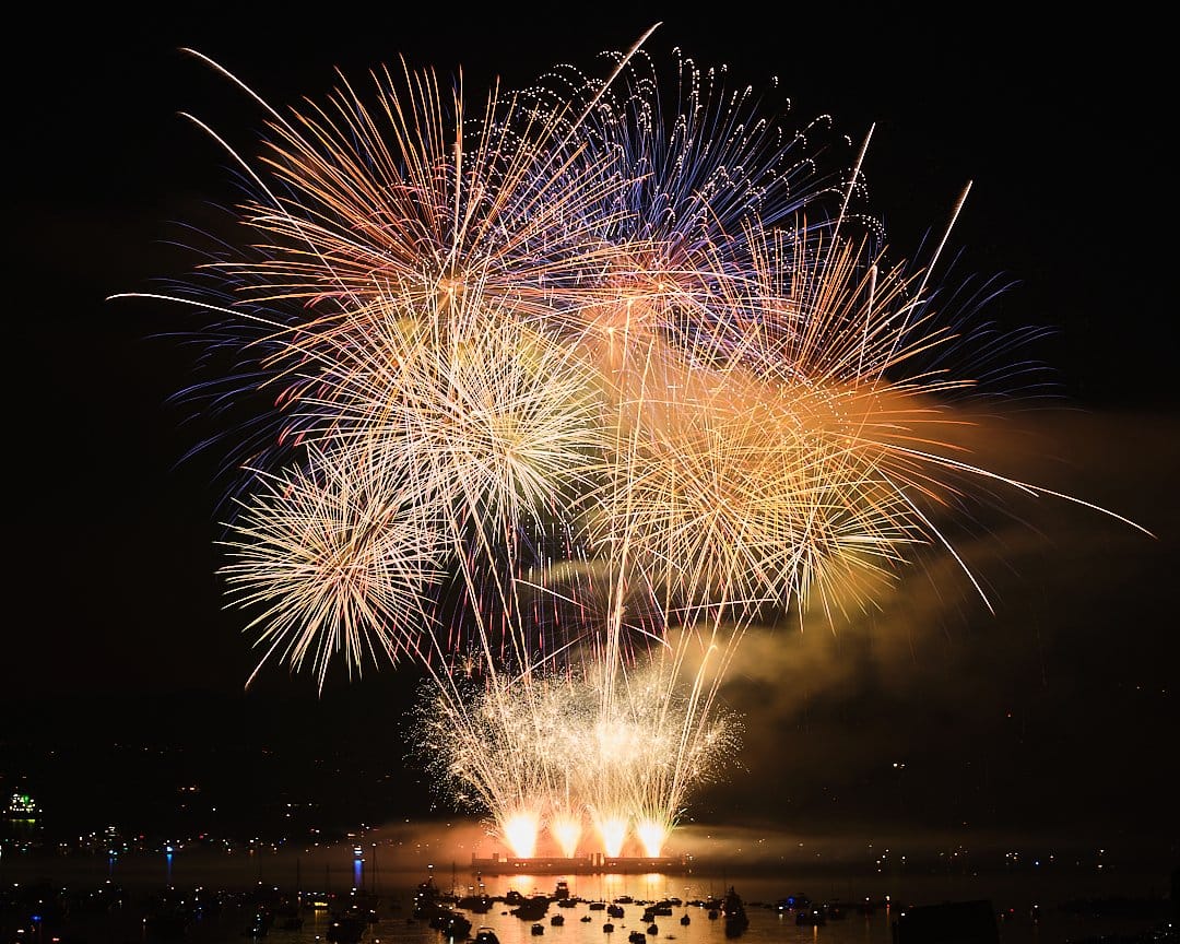 Fireworks captured on a tripod with a slow shutter