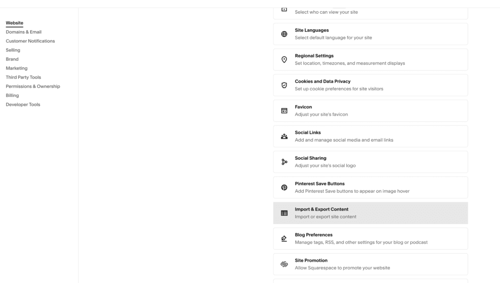 Migration step shown in the Squarespace to WordPress walkthrough