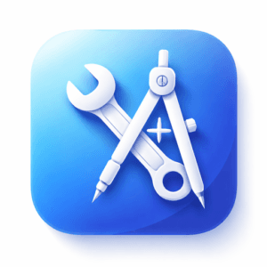 Engineering Units Converter app icon, a white wrench and drawing compass on a blue background