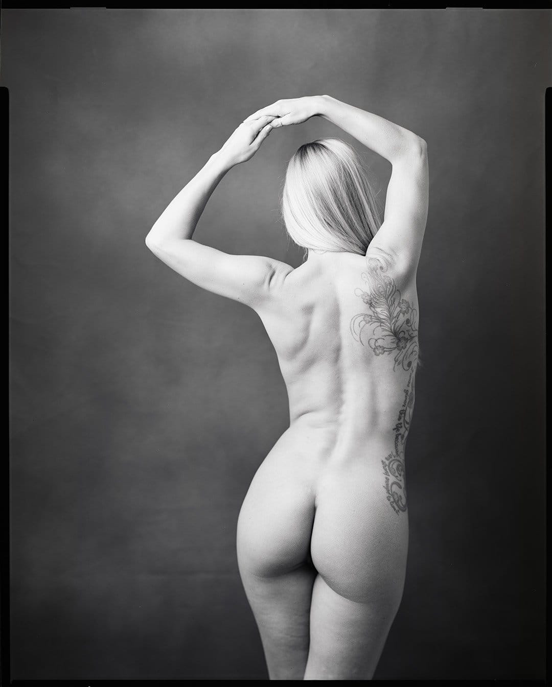 8x10 large format film photograph, Marie on Black And White