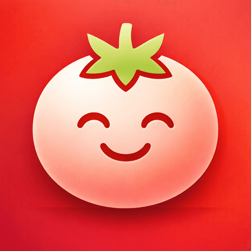 PomoTimer app icon, a smiling tomato on a red background