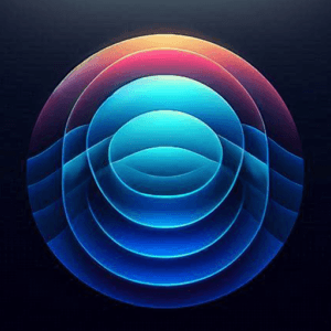 Online Subscription Tracker app icon, concentric blue and red rings