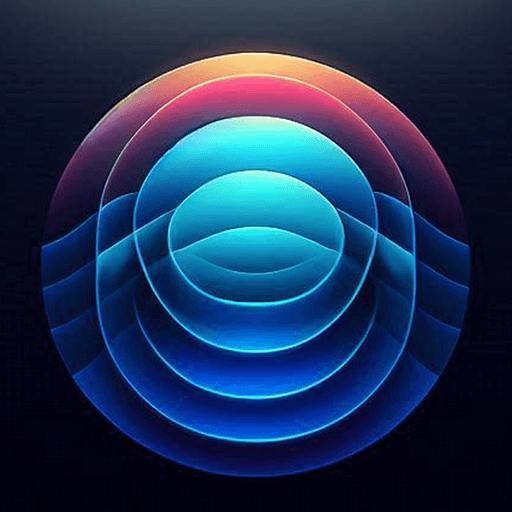 Online Subscription Tracker app icon, concentric blue and red rings