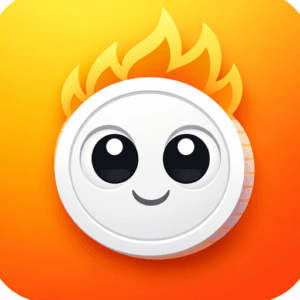 TippyTippy app icon, a smiling white coin character on an orange background