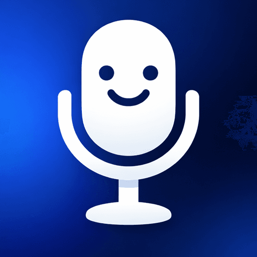 Your Voice Recorder app icon, a white microphone with a smiling face on a blue background